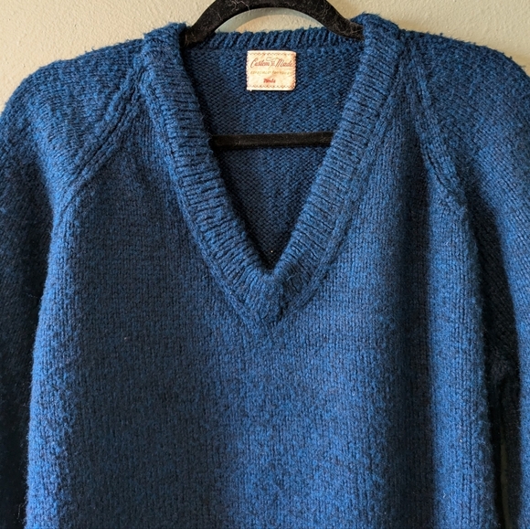 Vintage Hand Made Knit V-Neck Pullover Size M - Picture 2 of 6